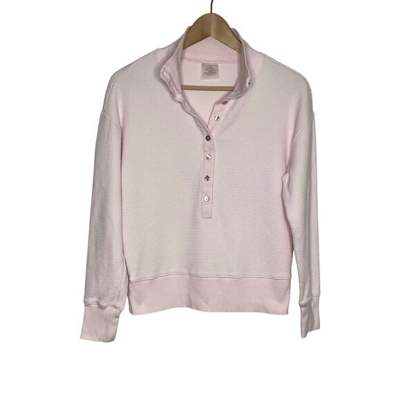 Negative Waffle Knit Pullover Womens XS Pink Quarter Button Cotton Sleep - Picture 3 of 9